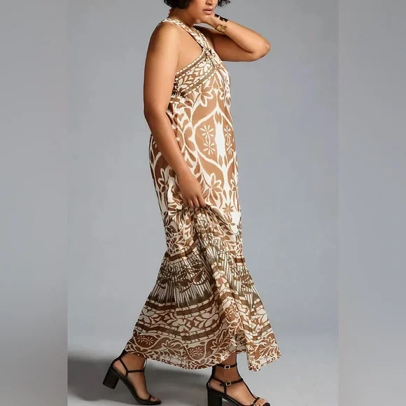 ✨ Anthropologie Printed Halter Dress Sz M - Picture 8 of 9